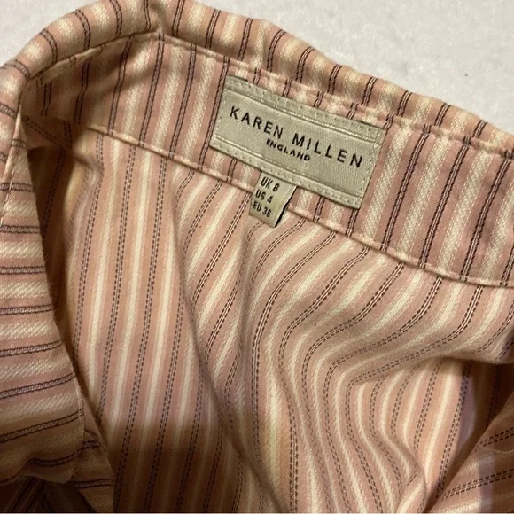 Karen Millen Blush and Mauve Striped Blouse Size 4 - Picture 3 of 8
